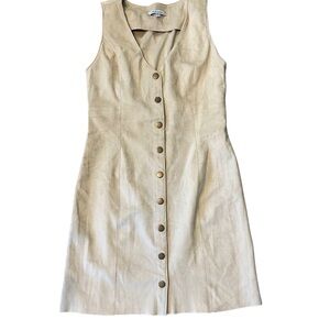 Naked Zebra Cream Button-Front Faux Suade Mini Dress